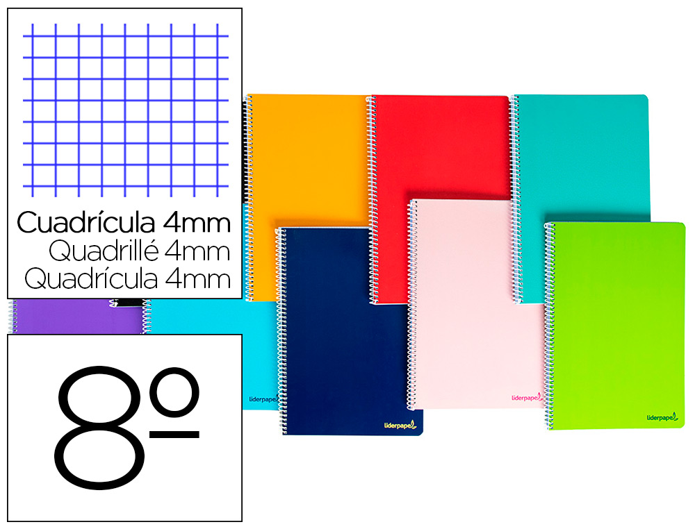 [BQ06] CUADERNO ESPIRAL 4X4 8º T/B 60GR DRCHA LIDER