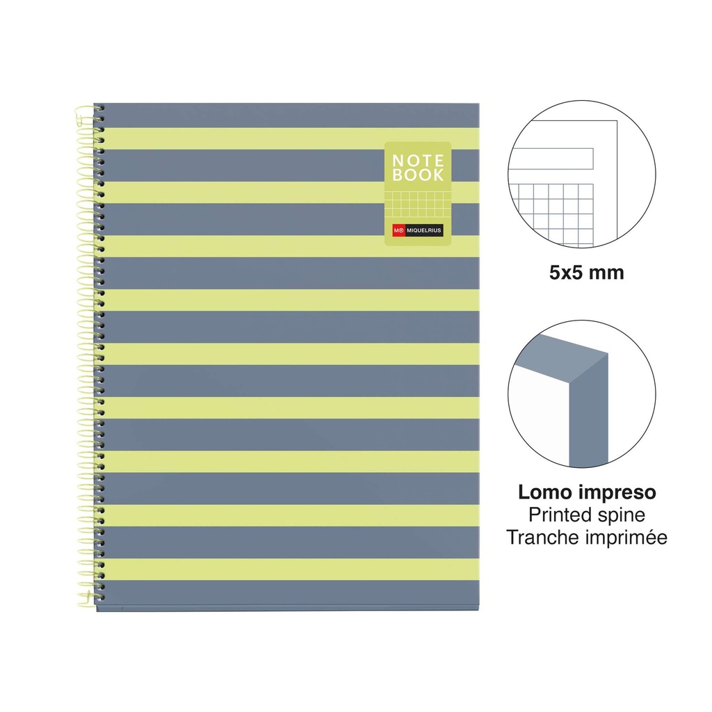 Cuaderno espiral 5X5 A4 90g 80h 1B T/D 4T microperforado Between The Lines Miquelrius