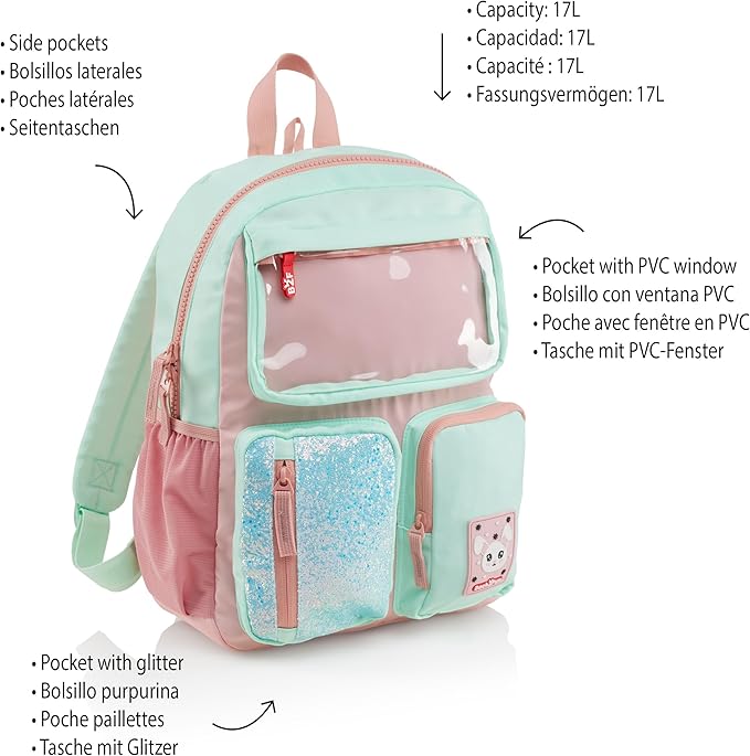 Mochila Bolsillo 3 Compartimentos Rosa Back2Fun Miquelrius