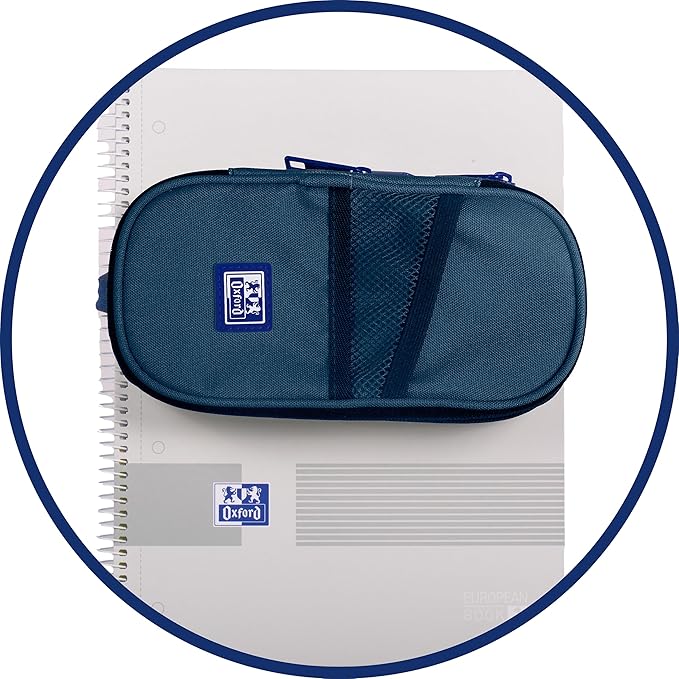 Estuche portatodo ovalado con goma elástica, material reciclado RPET B-Max Oxford