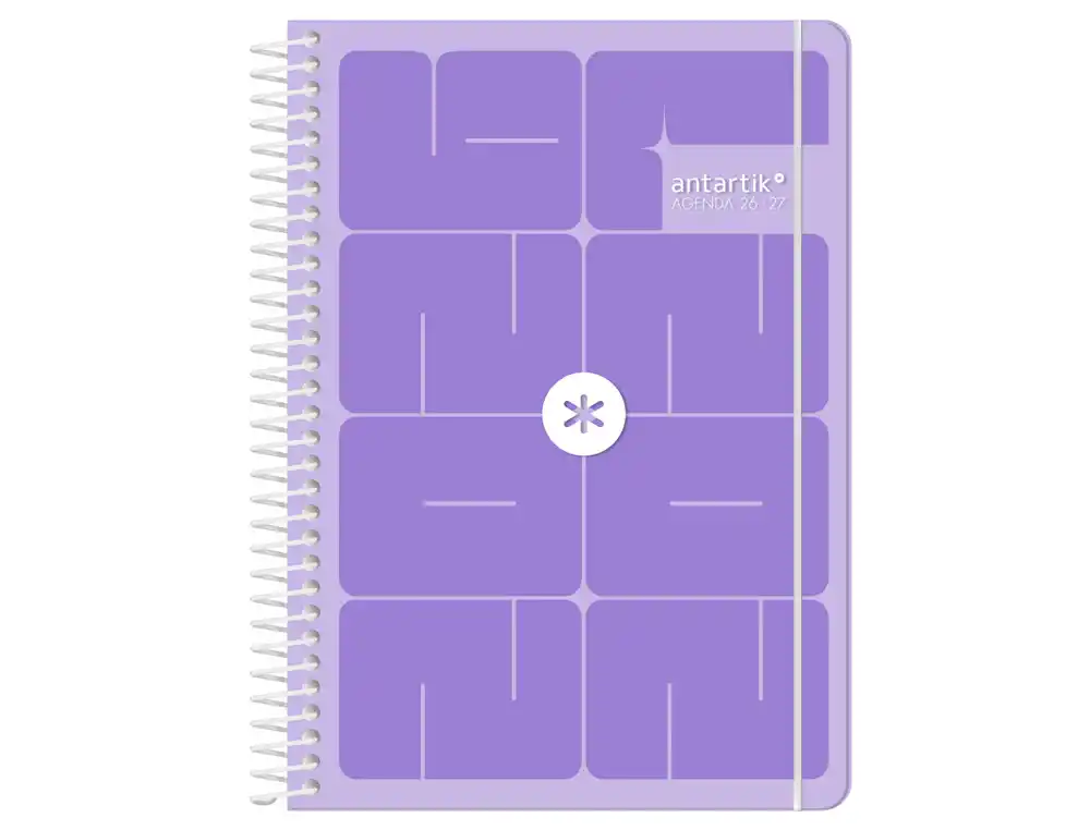 Agenda escolar 26-27 espiral essentials día página A5+ bilingue 80g FSC morado Antartik