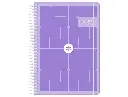 Agenda escolar 26-27 espiral essentials día página A5+ bilingue 80g FSC morado Antartik