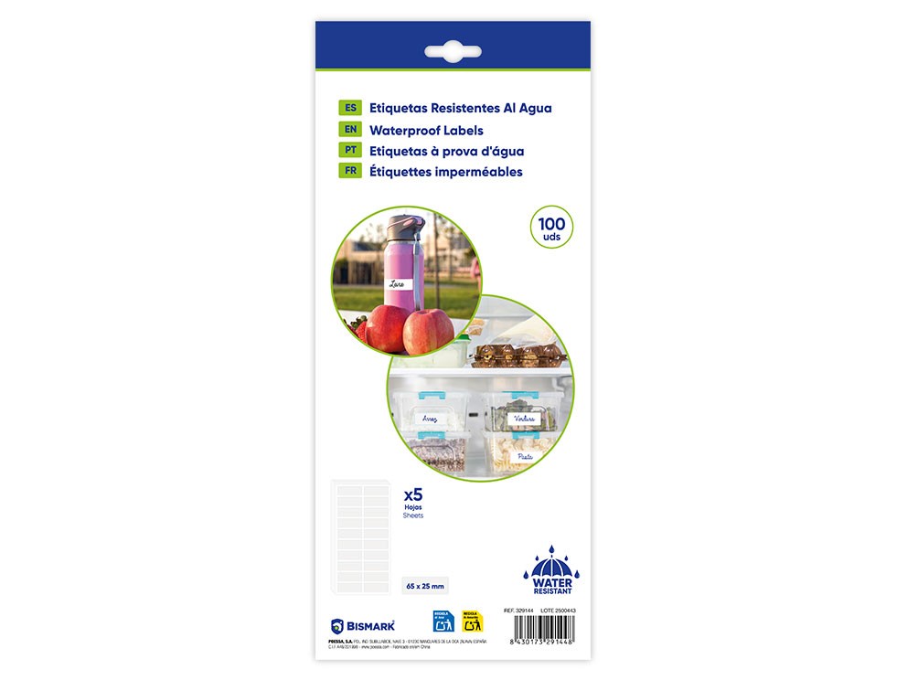 Etiqueta 65X25mm 100uds frigorífico/congelador blanca Bismark