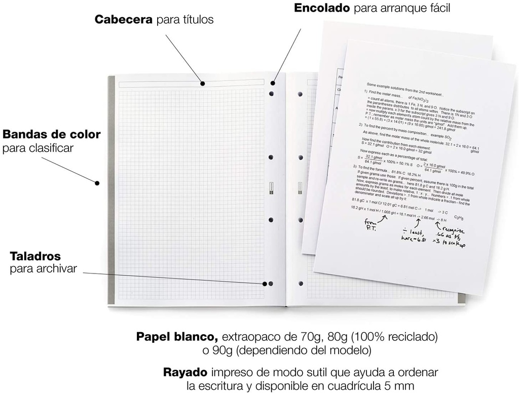Recambio 5x5 A4 90gr 100h 4t 5b pastel MR
