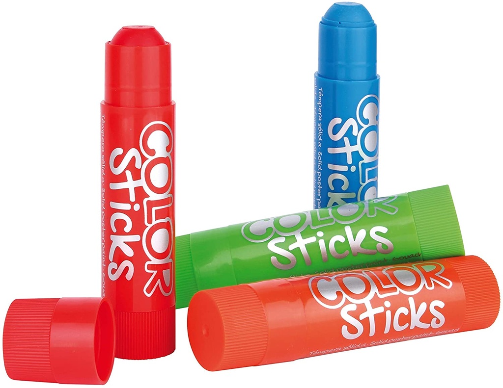 Rotulador tempera sólida sticks fluorescente 6g 6uds Apli