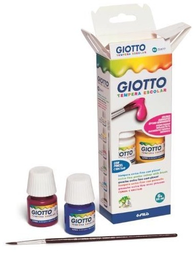 Tempera escolar 25ml 6 colores + pincel Giotto