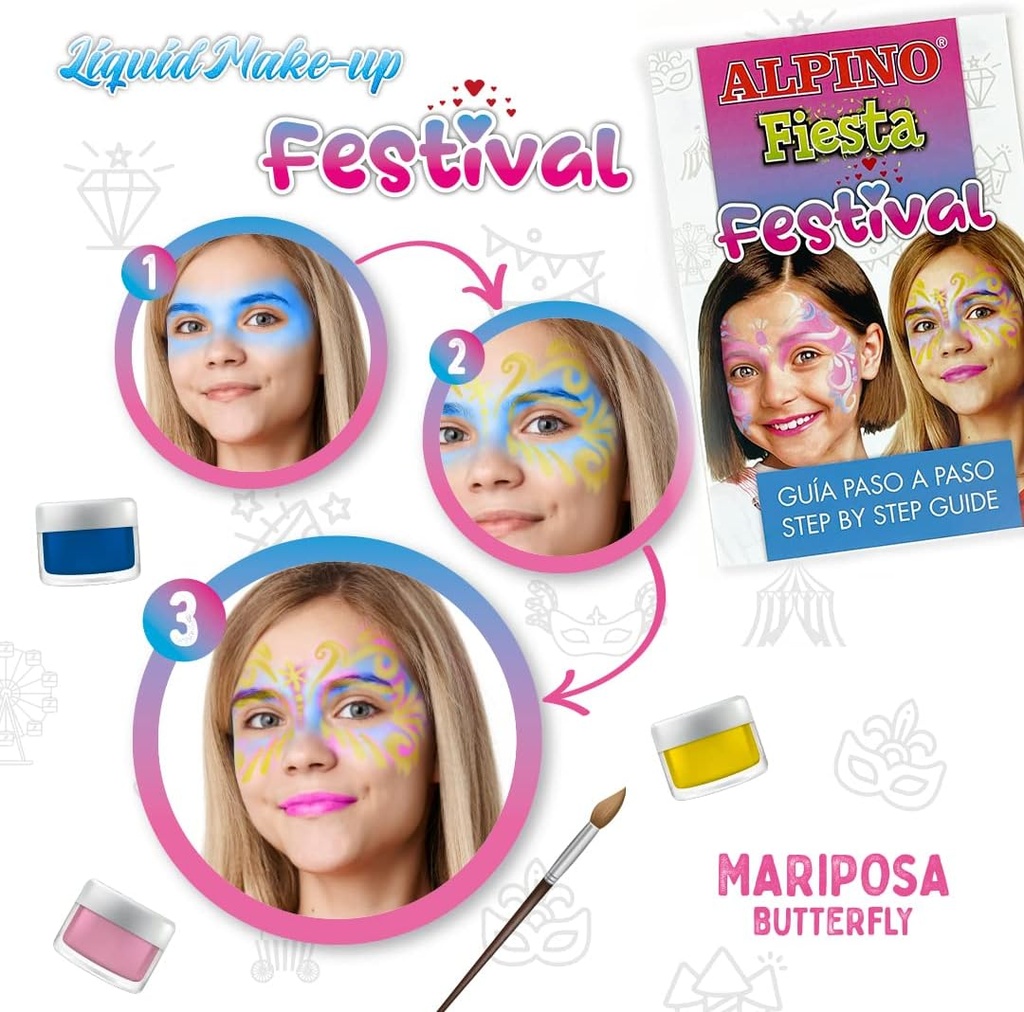 Maquillaje alpino Festival caja de 4 colores surtidos + pincel + folleto