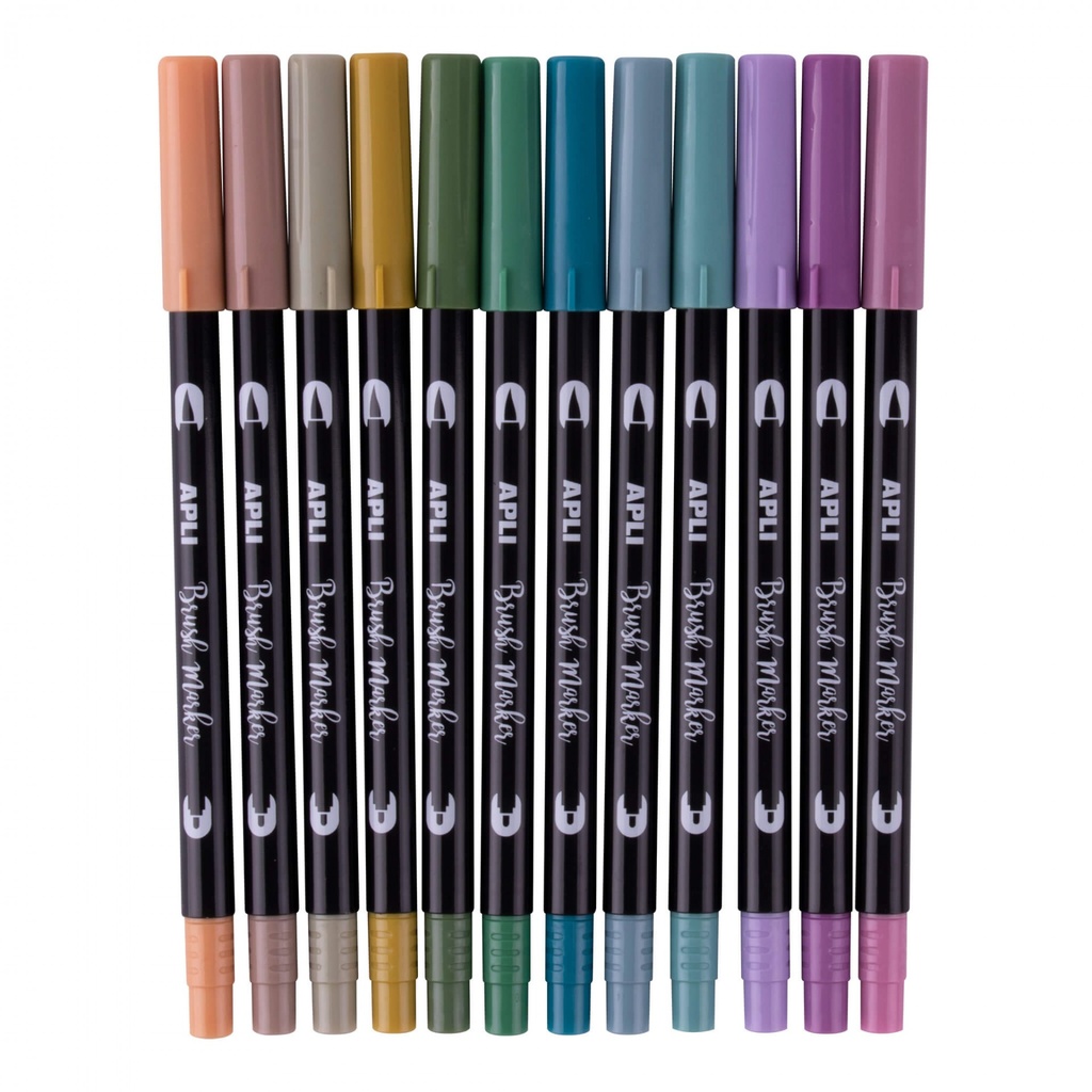 Rotuladores brush vintage doble punta fina 12u Apli