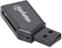 Lector tarjetas 24-1 usb negro mini Manhattan