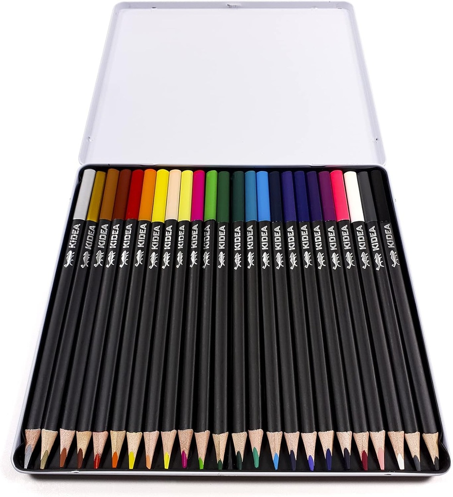Lapices colores triangulares 24uds caja metálica Kidea