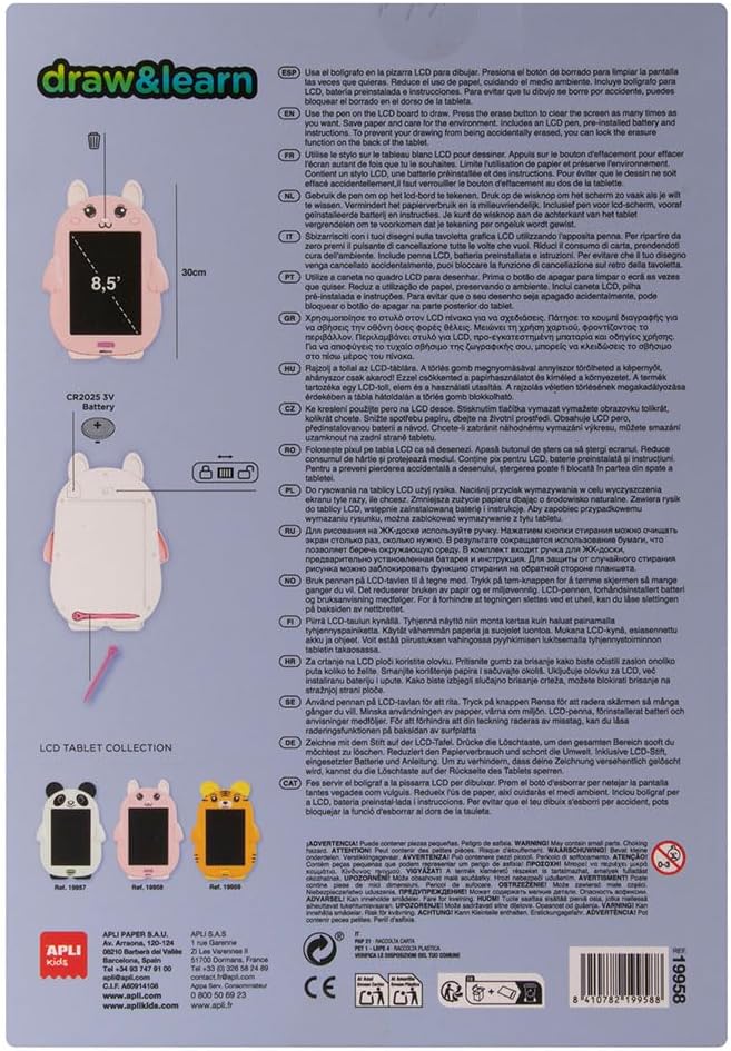 Pizarra LCD en forma de Conejo para dibujar y pintar +3a Apli