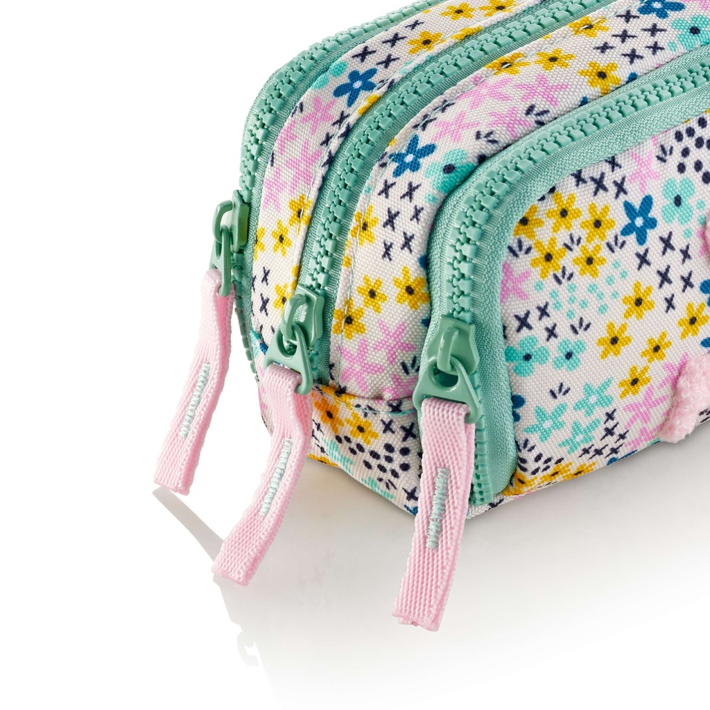 Estuche portatodo Triple Organizador Reciclado Happy Flower Miquelrius