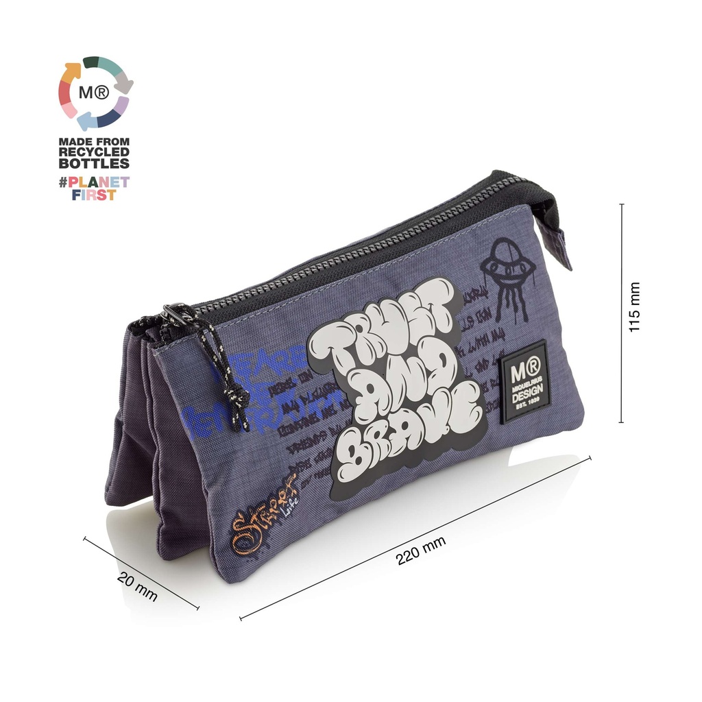 Estuche portatodo Triple reciclado Graffiti Miquelrius