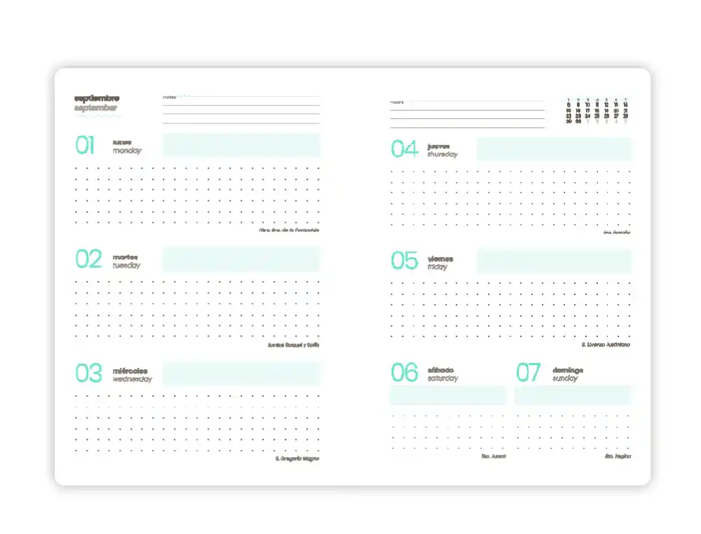  Agenda escolar 25-26 patterns abstract pattern semana vista A6 bilingue papel FSC 80g. Liderpapel