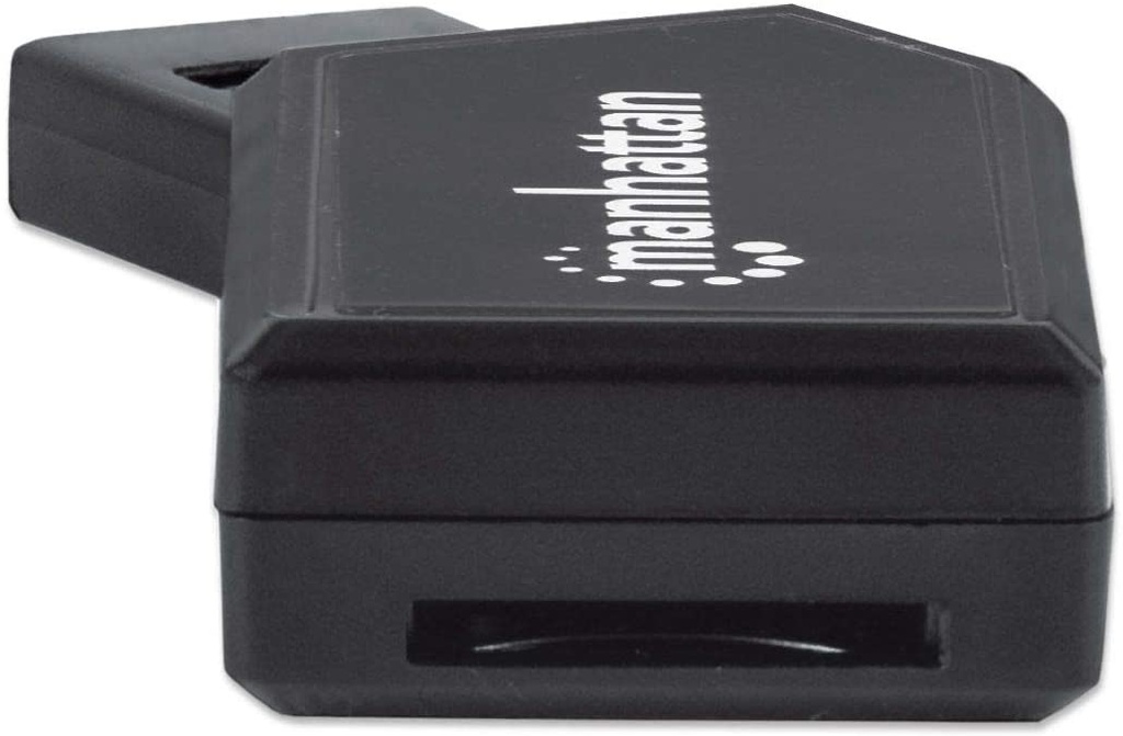 Lector tarjetas 24-1 usb negro mini Manhattan