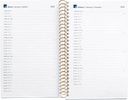 Agenda 2026 día por página, Similar A6+ (117 x 182 mm), Planificación diaria, Cubierta rígida cartón, Espiral, Cierre goma elástica, Papel 80 g/m², Español-EN-PT, Noir garden Miquelrius