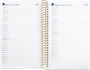 Agenda 2026 semana vista, Similar A6+ (117 x 182 mm), Planificación semanal, Cubierta rígida cartón, Espiral, Cierre goma elástica, Papel 80 g/m², Español-EN-PT, Leopard Miquelrius