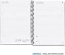 Agenda 2026 día por página, Similar A5+ (155 x 213 mm), Tapa cartón plastificado, Espiral y cierre goma elástica, Planificación diaria, Papel 80 g/m², Español-EN-PT, Grafito Miquelrius