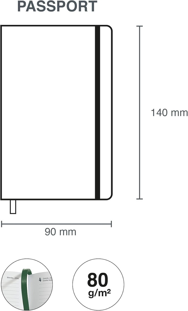 Agenda 2026 semana vista, Formato pequeño (90 x 140 mm), Planificación semanal, Cubierta rígida cartón, Espiral, Cierre goma elástica, Papel 80 g/m², Español-EN-PT, Mini garden Miquelrius