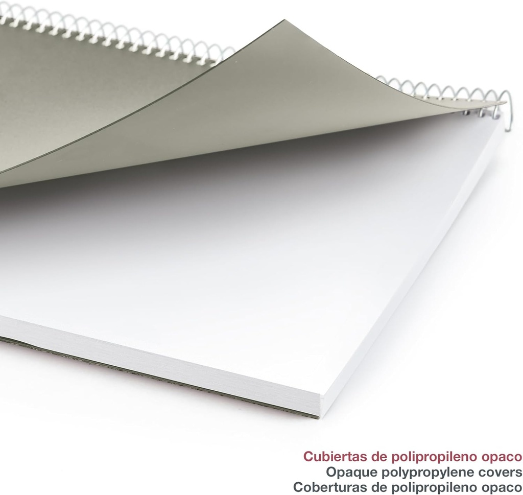 Agenda 2026 semana vista, Similar A5+ (155 x 213 mm), Cubierta flexible polipropileno, Espiral, Papel 80 g/m², Planificador semanal, Español-EN-PT, Color gris Miquelrius