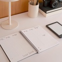 Agenda 2026 semana vista, Similar A5+ (155 x 213 mm), Cubierta flexible polipropileno, Espiral, Papel 80 g/m², Planificador semanal, Español-EN-PT, Color gris Miquelrius