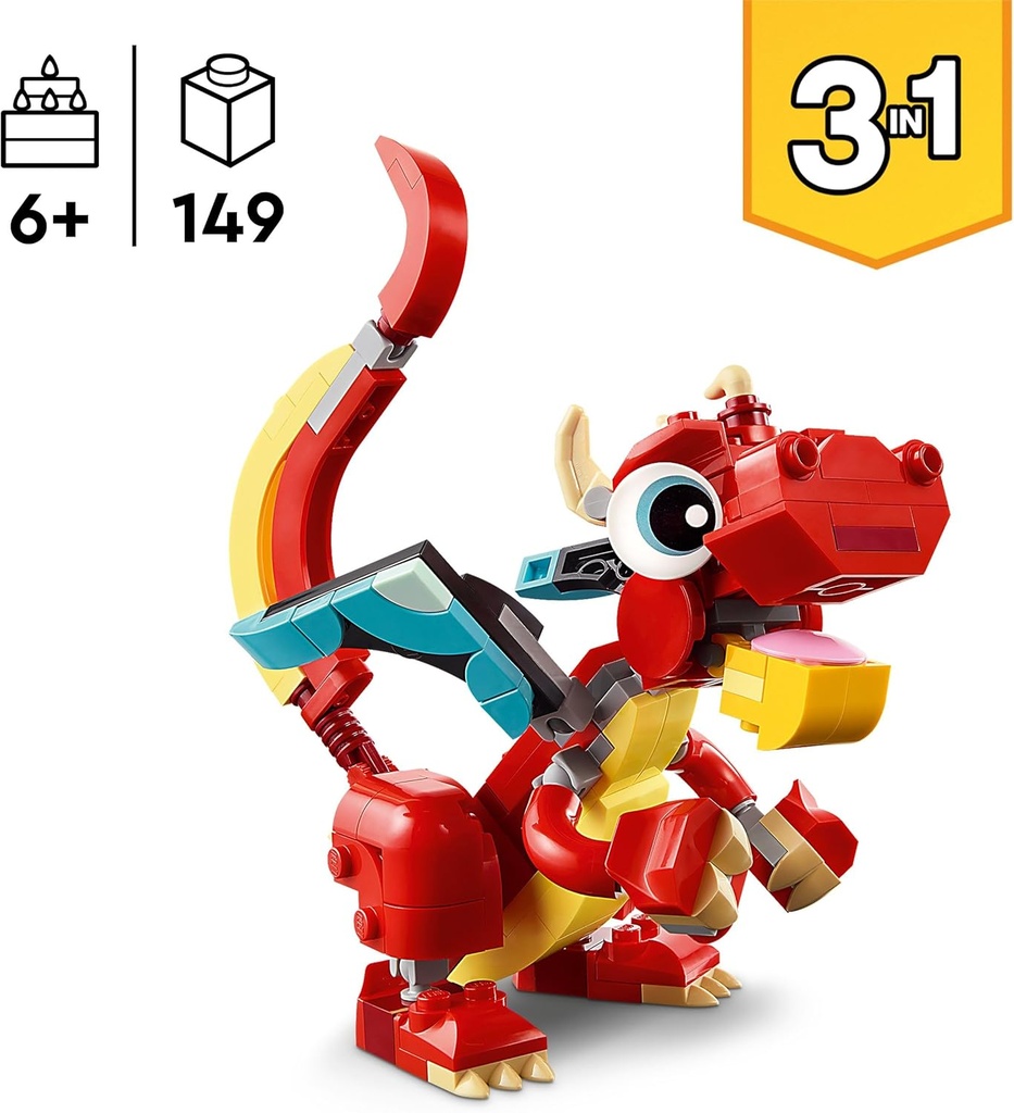 Creator 3en1 Dragón Rojo Lego +6