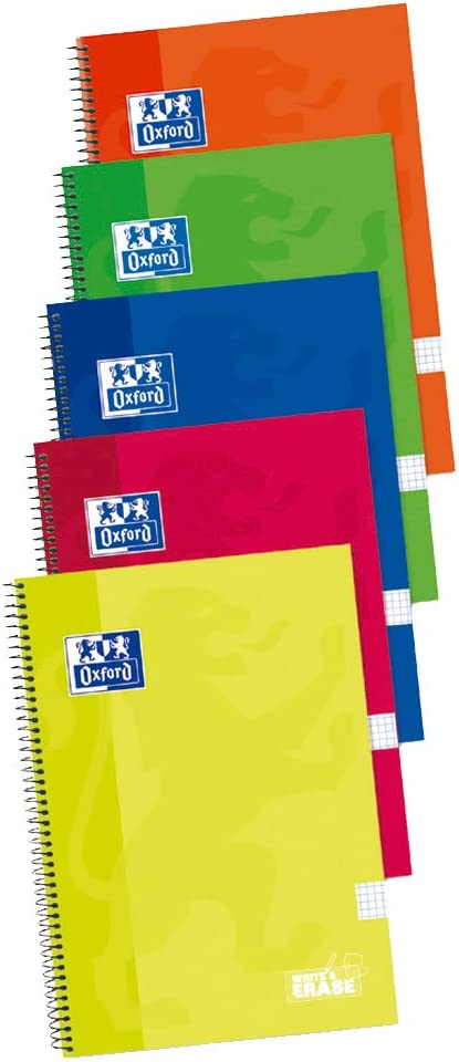 Pack 5uds cuadernos espiral 4X4 Fº 90g 80h T/D colores  vivos  Oxford