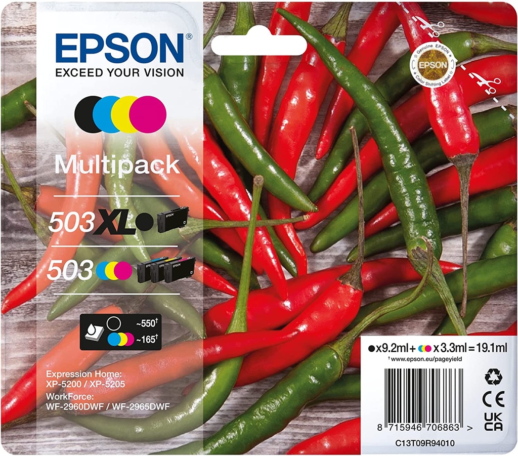 Tinta Epson 503 Original 6ZC71AE Pack Negro y Color