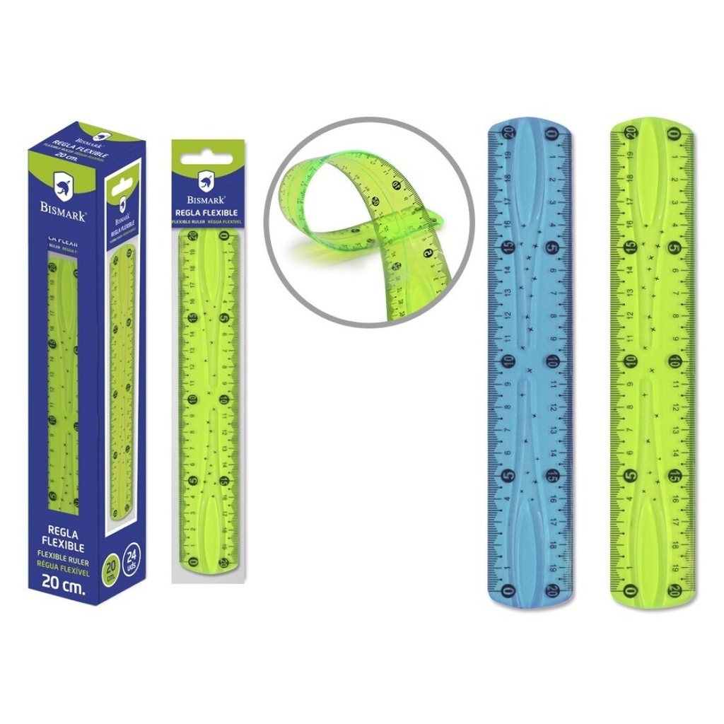 Regla 20cm flexible colores surtidos Bismark