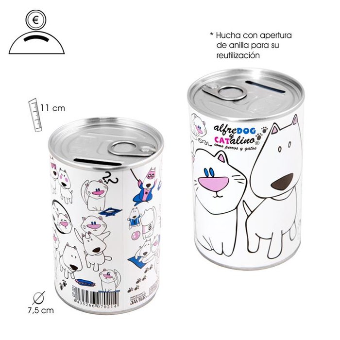 Hucha Lata 11,5x7,5x7,5cm Cat&Dog ud.