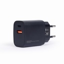 Cargador rápido usb 2xusb tipo C y 3.1 18 W negro Gembird