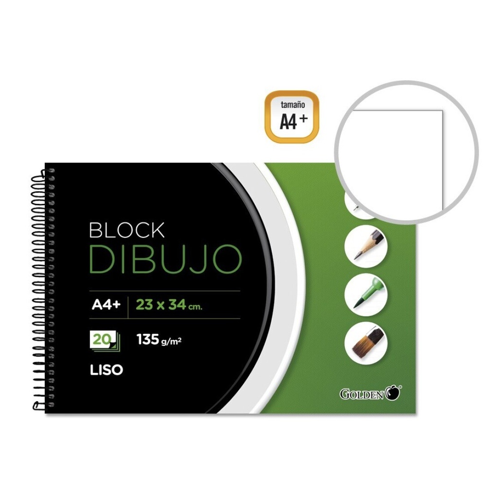 Bloc dibujo A4+ 135g sin recuadro Golden