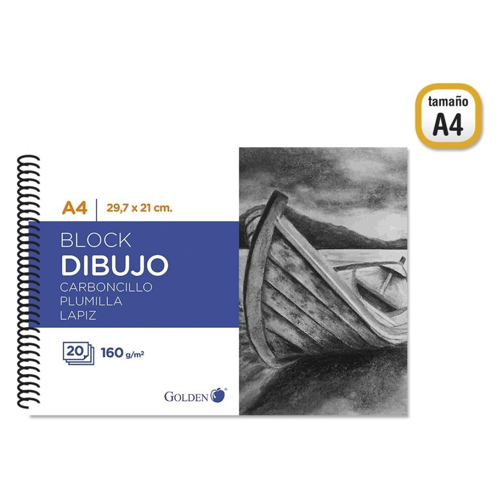 Bloc dibujo carboncillo A4 160g 20h Golden