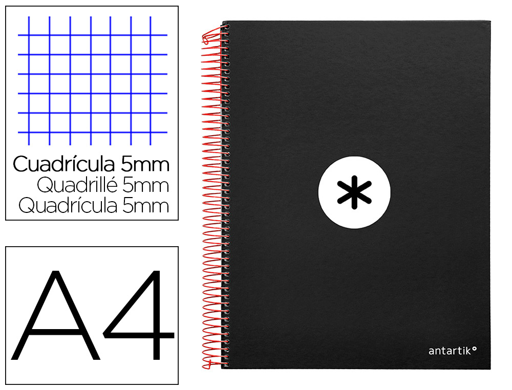 Cuaderno espiral 5x5 A4 90g 120h 5B T/D 4T Antartik