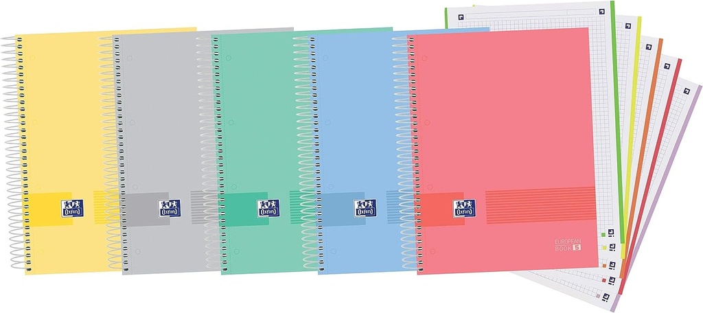 Cuaderno espiral 5X5 A4 90g 120h 5B T/D microperforado Europeanbook5 Oxford & You