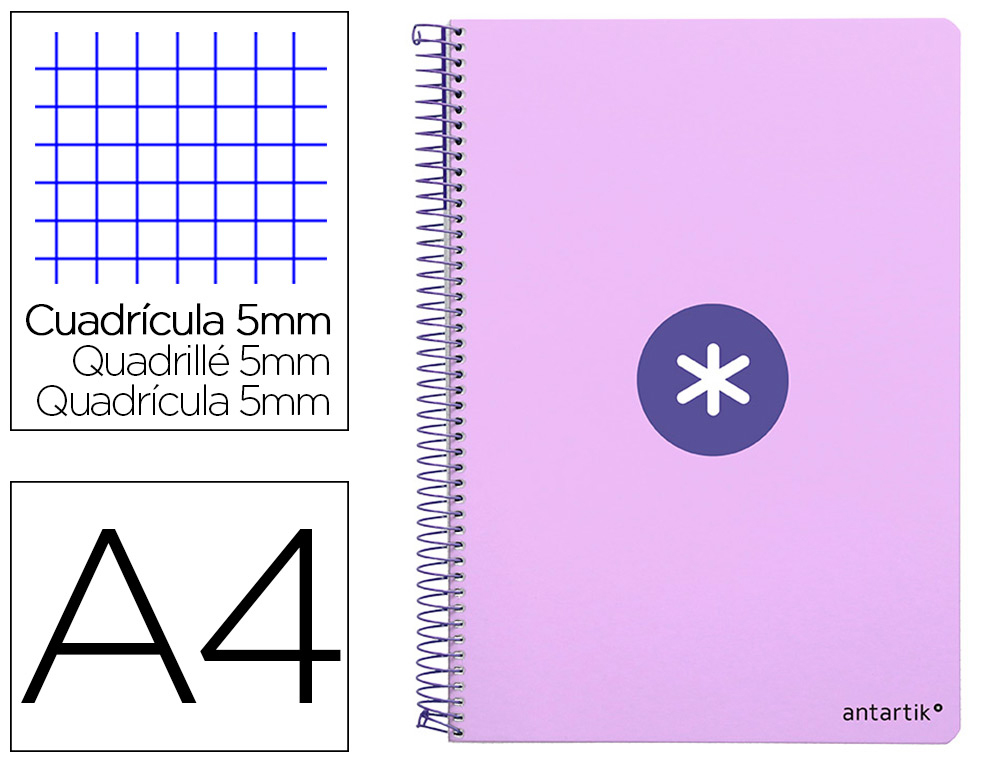 Cuaderno espiral 5X5 A4 100g 80h T/D Antartik