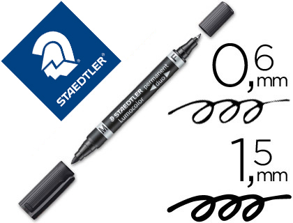 Rotulador permanente doble punta 0.6mm 1,5mm Lumocolor Staedtler