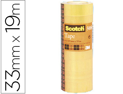 Cinta adhesiva scotch acordeon 33 mt x 19 mm pack de 8 unidades.