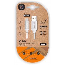 Cable USB 2.0 B-M a 3.1 C-M tipo C 1.0m blanco TECH ONE TECH