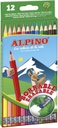 Lapices color 12uds borrables con goma Alpino