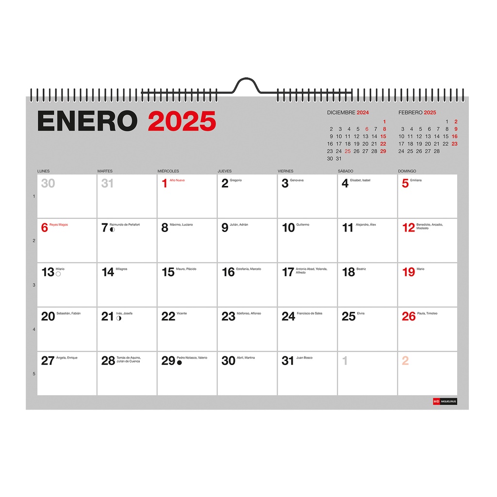 Calendario 18 meses PARED A3 P/ESCR.BASIC 2024-2025 MR