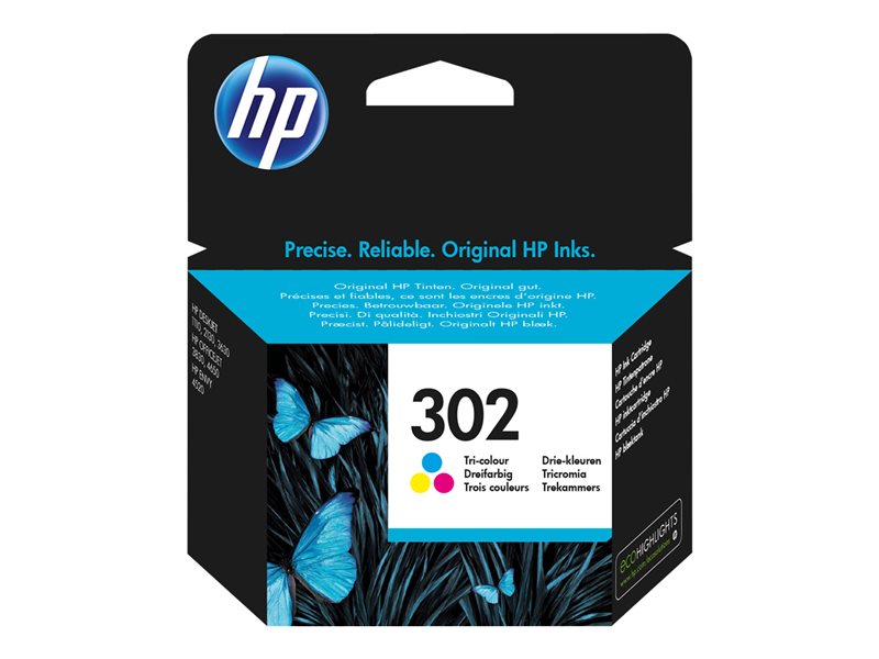 Tinta HP 302 original F6U65AE tricolor