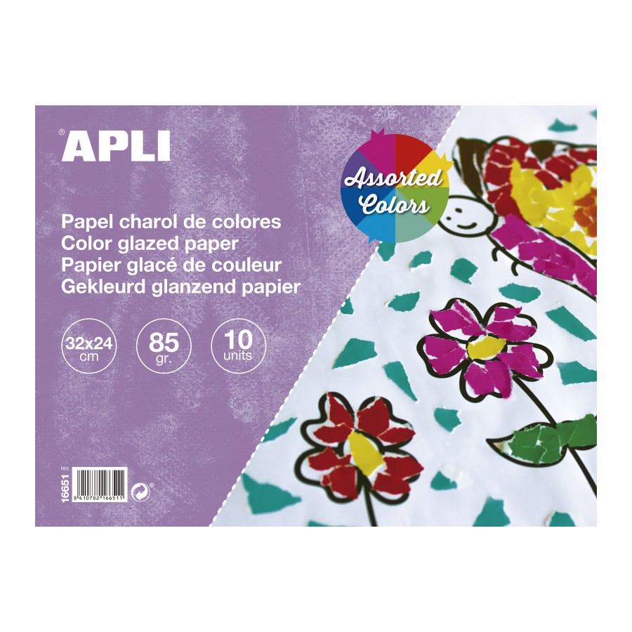 Papel charol 32x24cm 10h colores surtidos