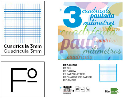 Recambio 3X3 pautaguia Fº 75G 100H Liderpapel
