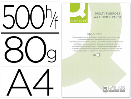 Papel a4 80gr 500hj q-connect