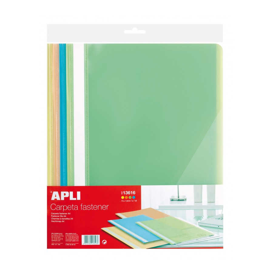 Carpeta dossier fastener A4 colores apli