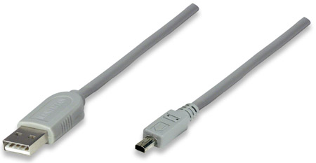 Cable USB 2.0 Tipo A (m) a Tipo mini USB B (m) 4 pin 1.80 m Gris
