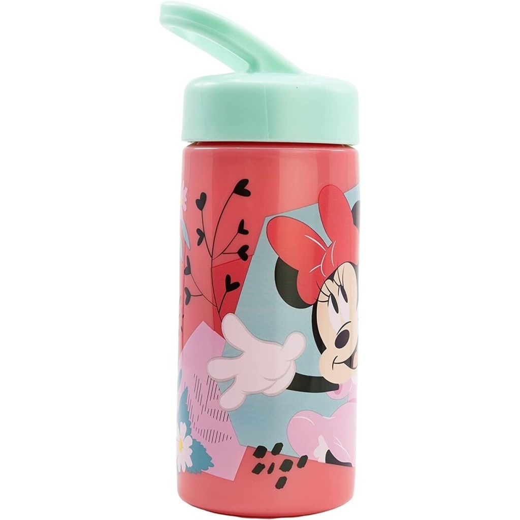 Botella de agua deportiva con pajita y asa incorporada de 410 ml de Minnie Mouse