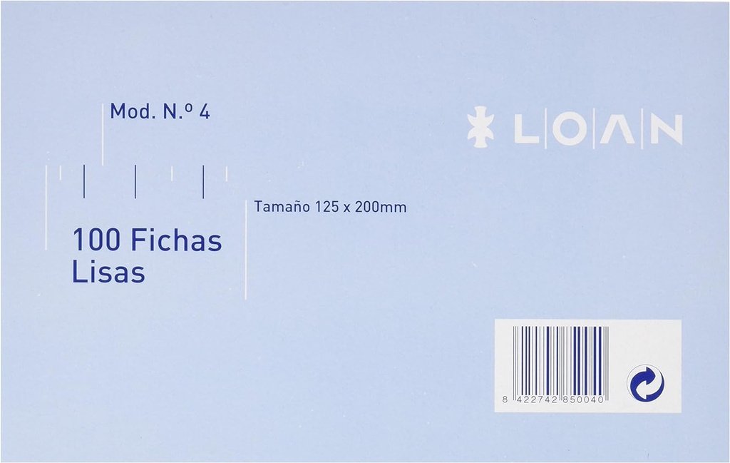 Fichas lisas Nº 4 125x200mm 100uds Loan