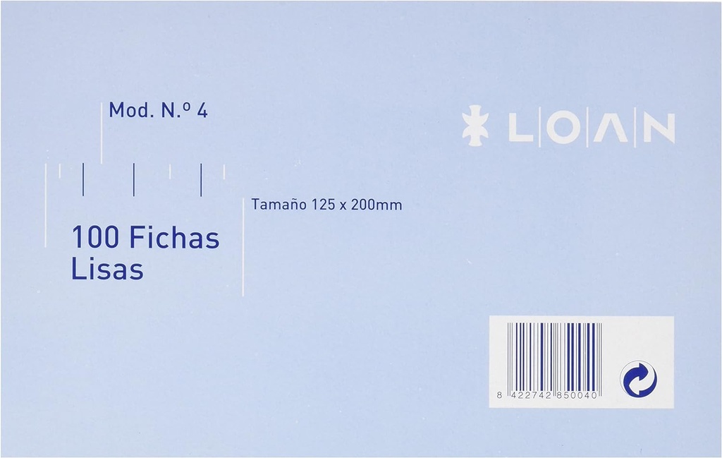 Fichas lisas Nº 4 125x200mm 100uds Loan